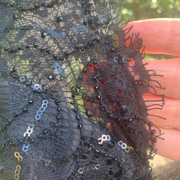 Dave and Johnny black floral Gown Sz 11/12 - Picture 13 of 16